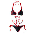 Cross & Spider Lily Bikini Set - Black-Red