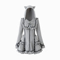 Fluffy Cat-Ear Hooded Dress - Grey
