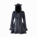 Fluffy Cat-Ear Hooded Dress - Black
