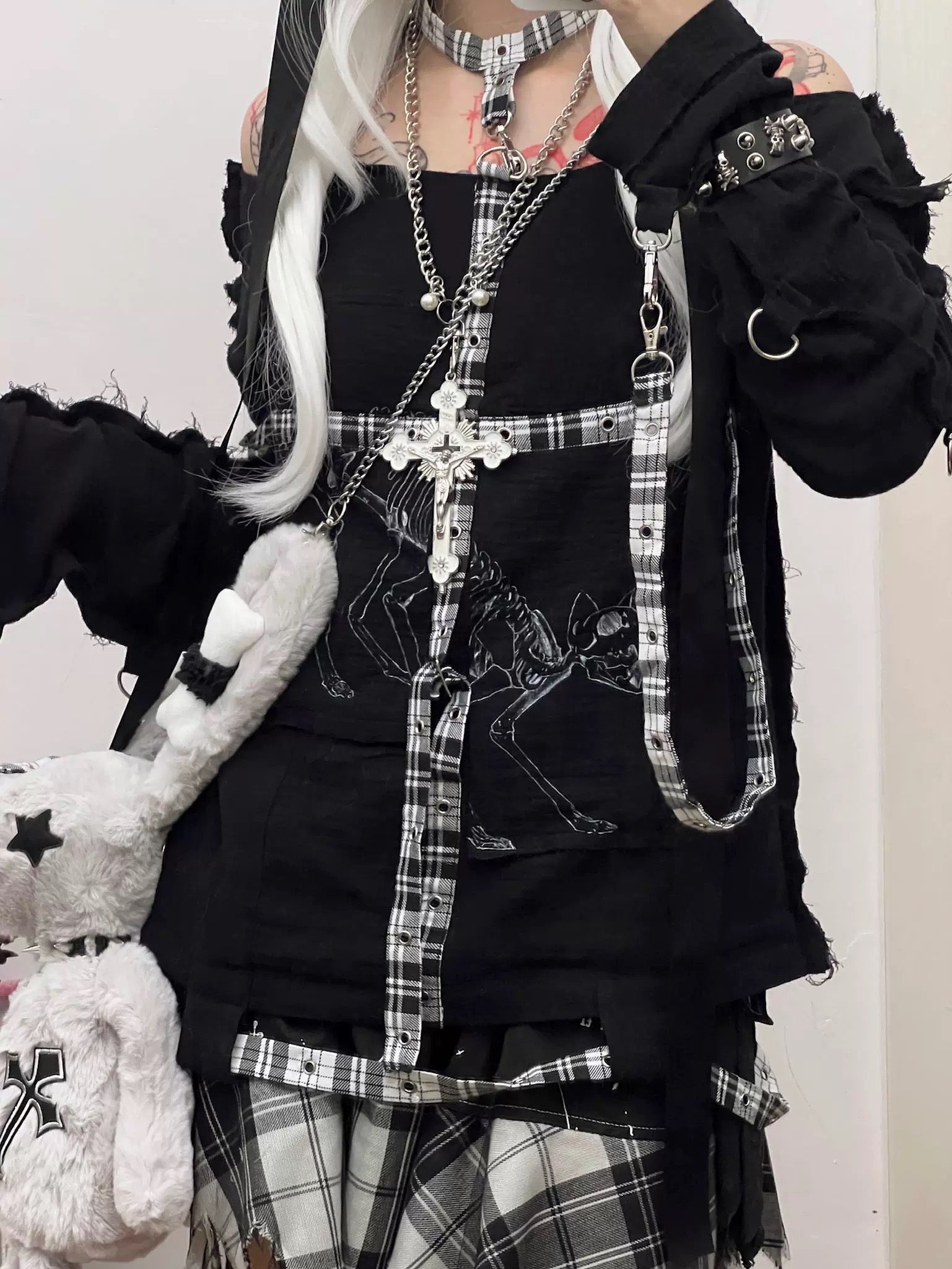 Plaid Paneled Punk Straitjacket