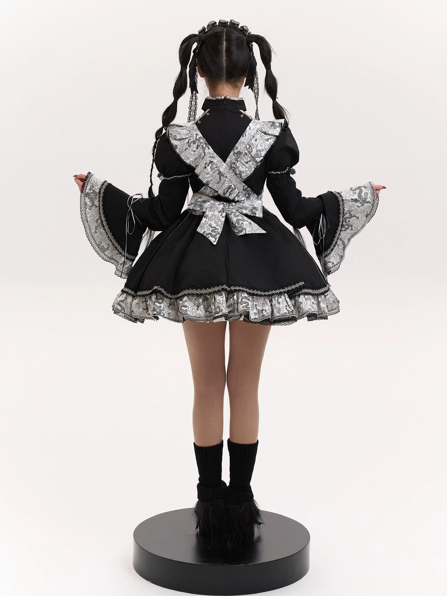 Silver Dragon Patterned Maid Dress Set