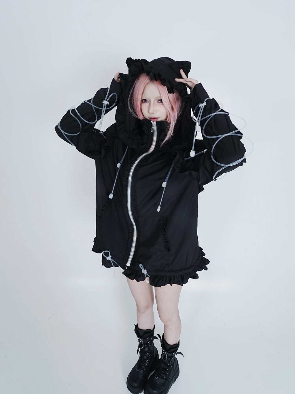 Bubble Cat Oversized Sun Protection Jacket - Black