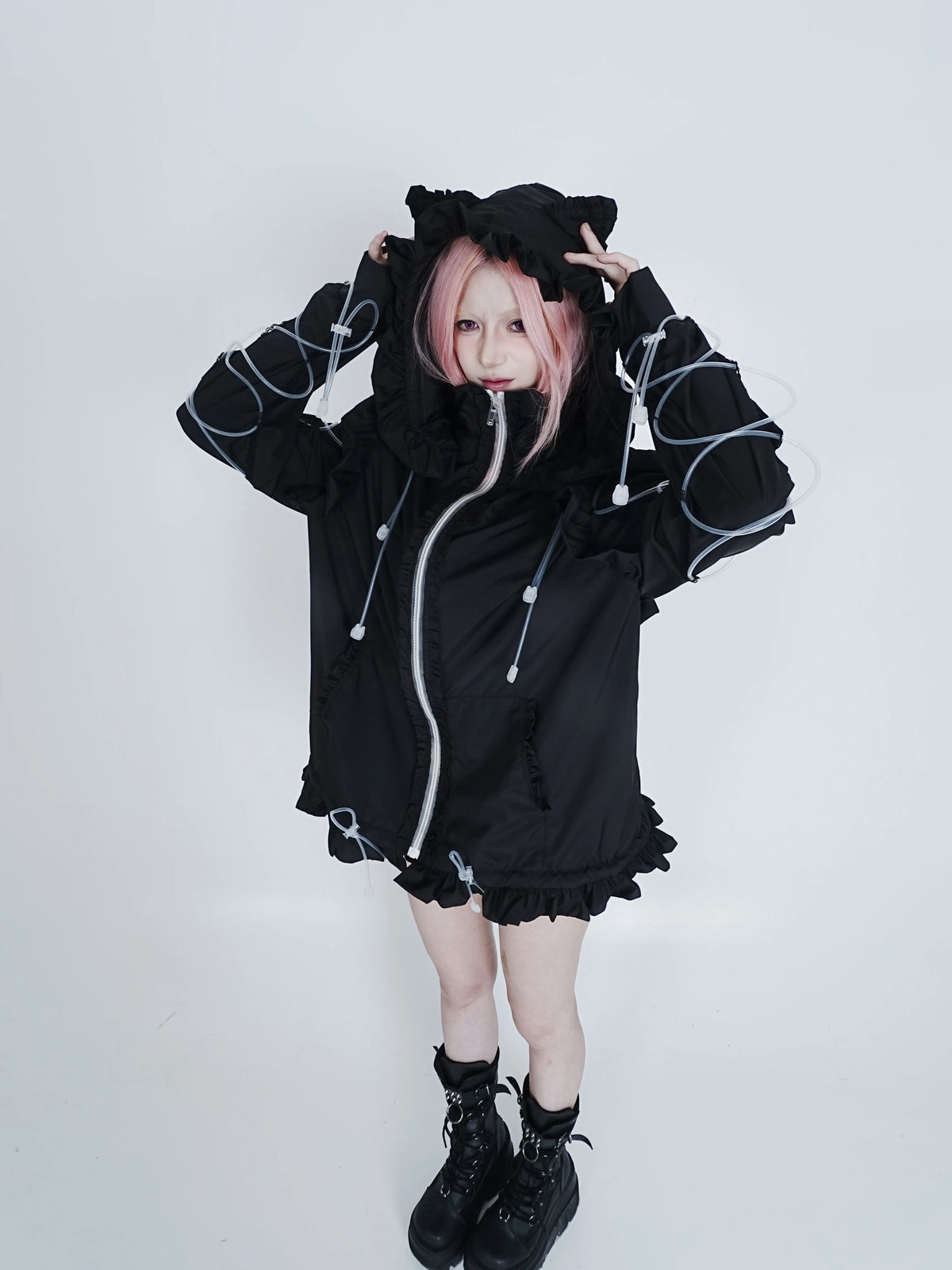 Bubble Cat Oversized Sun Protection Jacket - Black