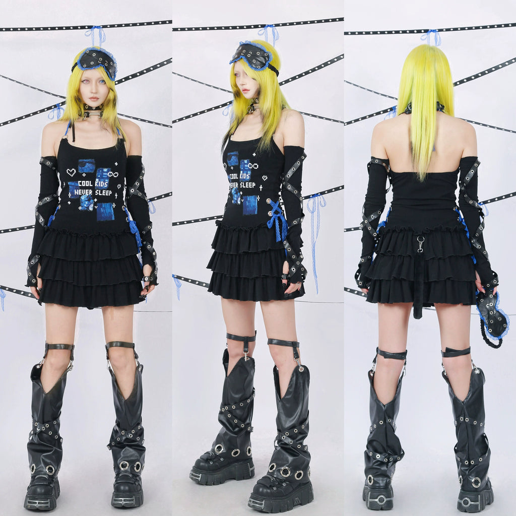 Ninja Cat Hooded Printed Dress