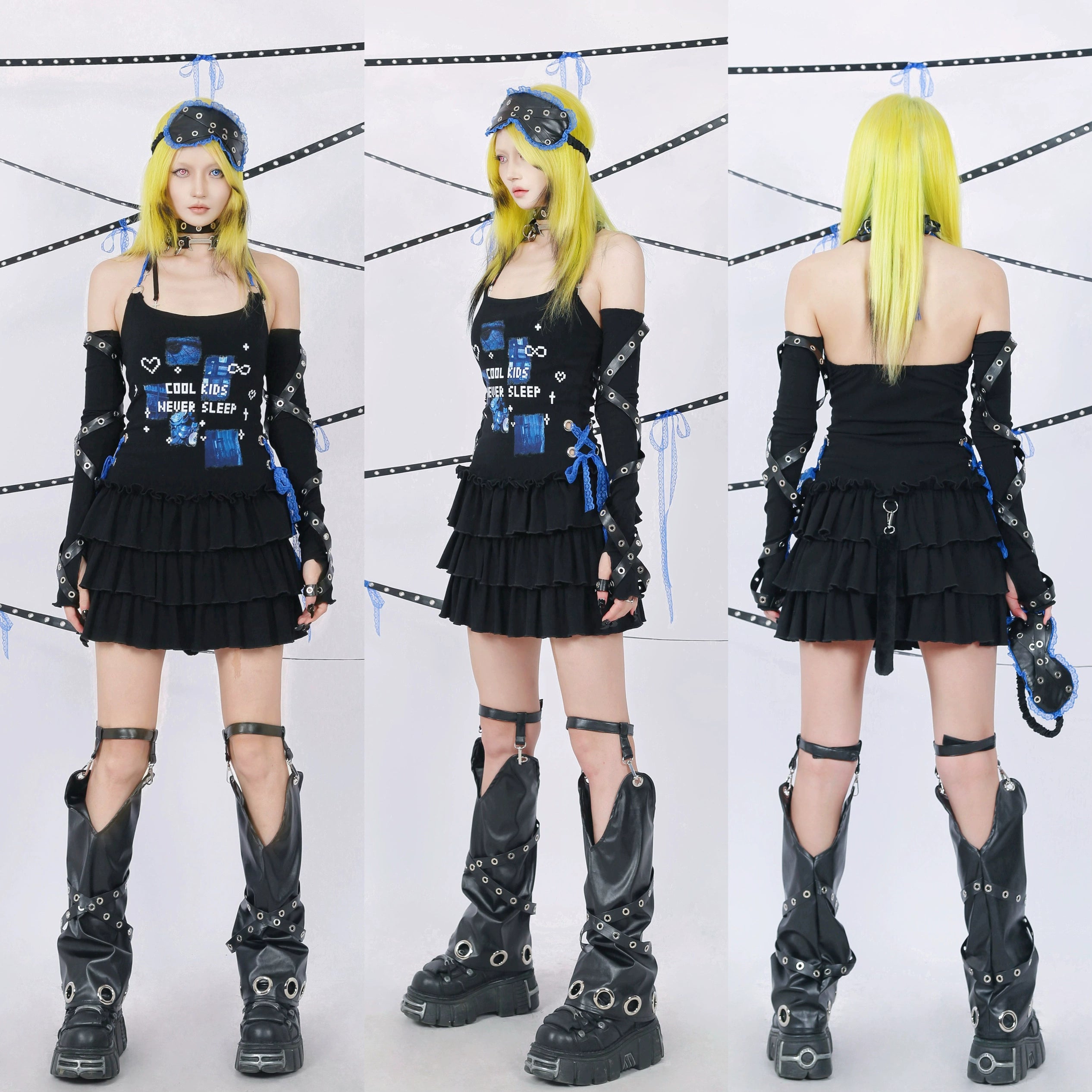 Ninja Cat Hooded Printed Dress