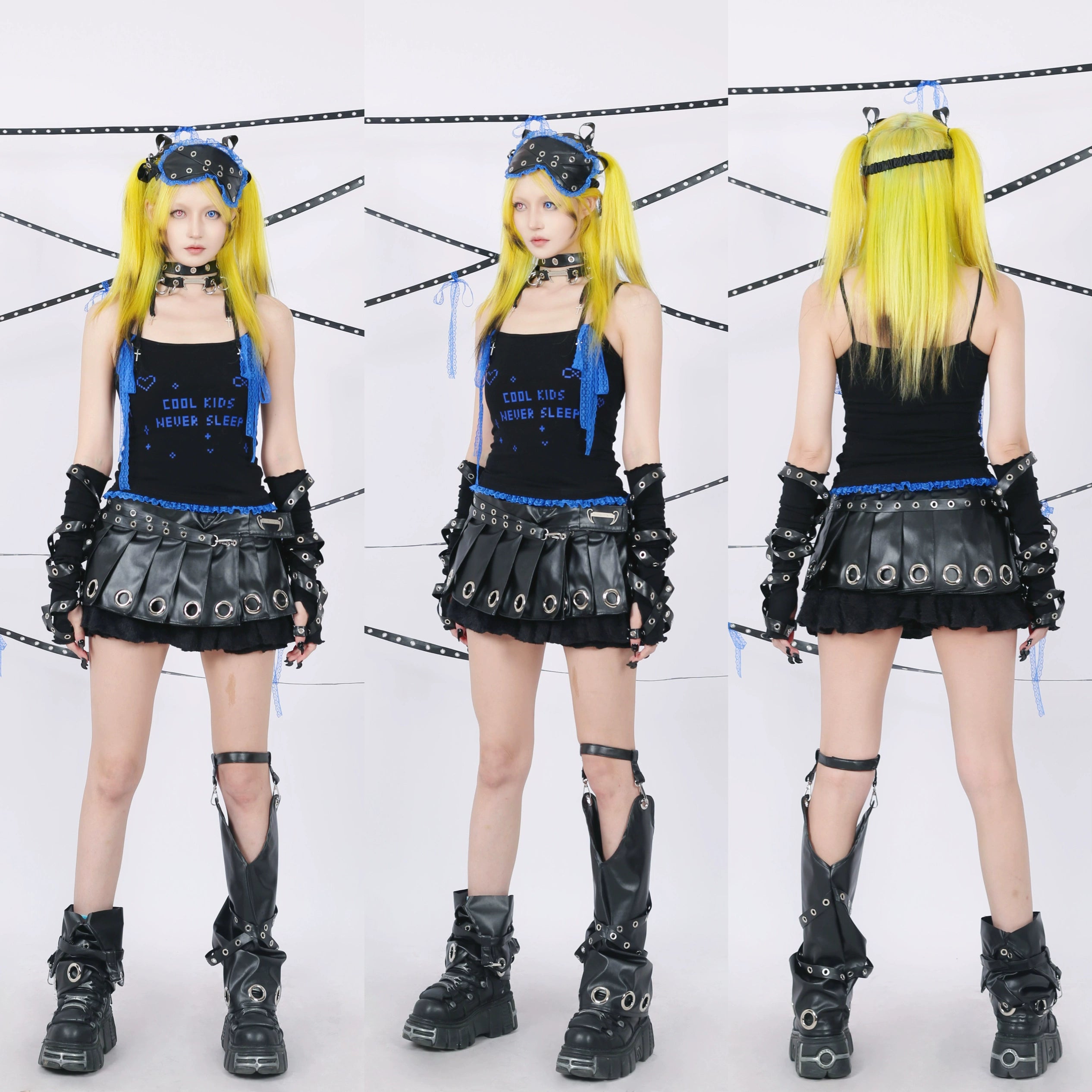 Strap Decoration Elastic Long Gloves