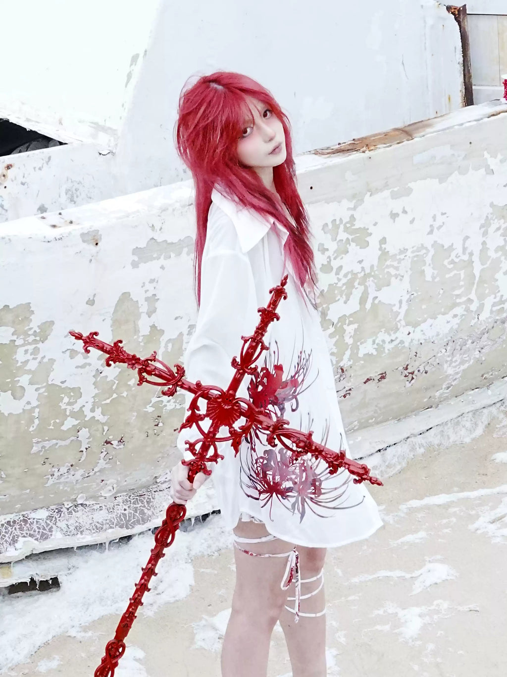 Cross & Spider Lily Oversized Shirt