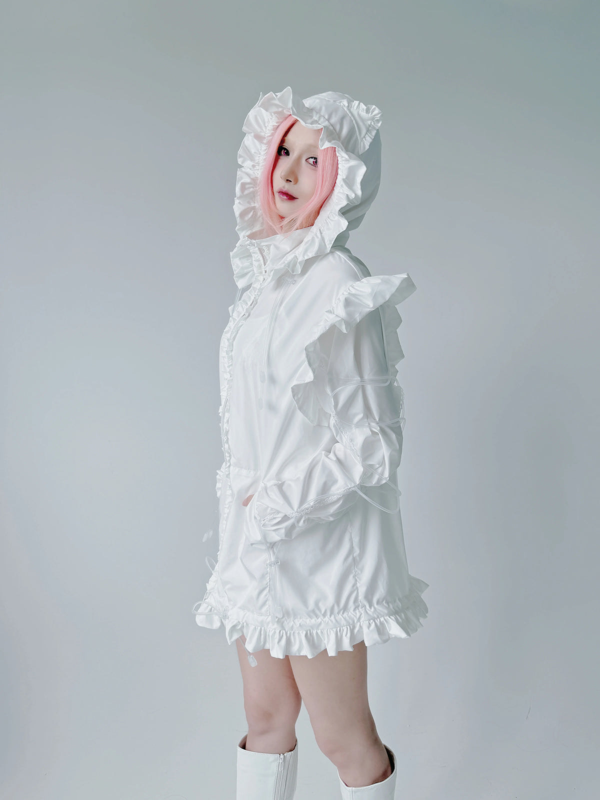 Bubble Cat Oversized Sun Protection Jacket - White
