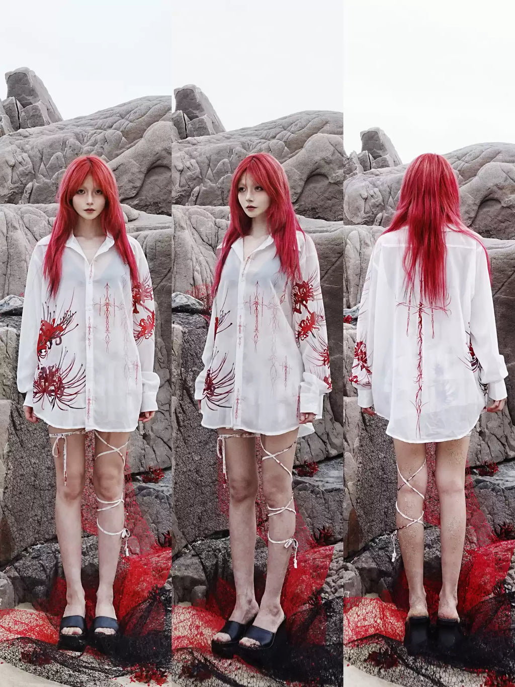 Cross & Spider Lily Oversized Shirt