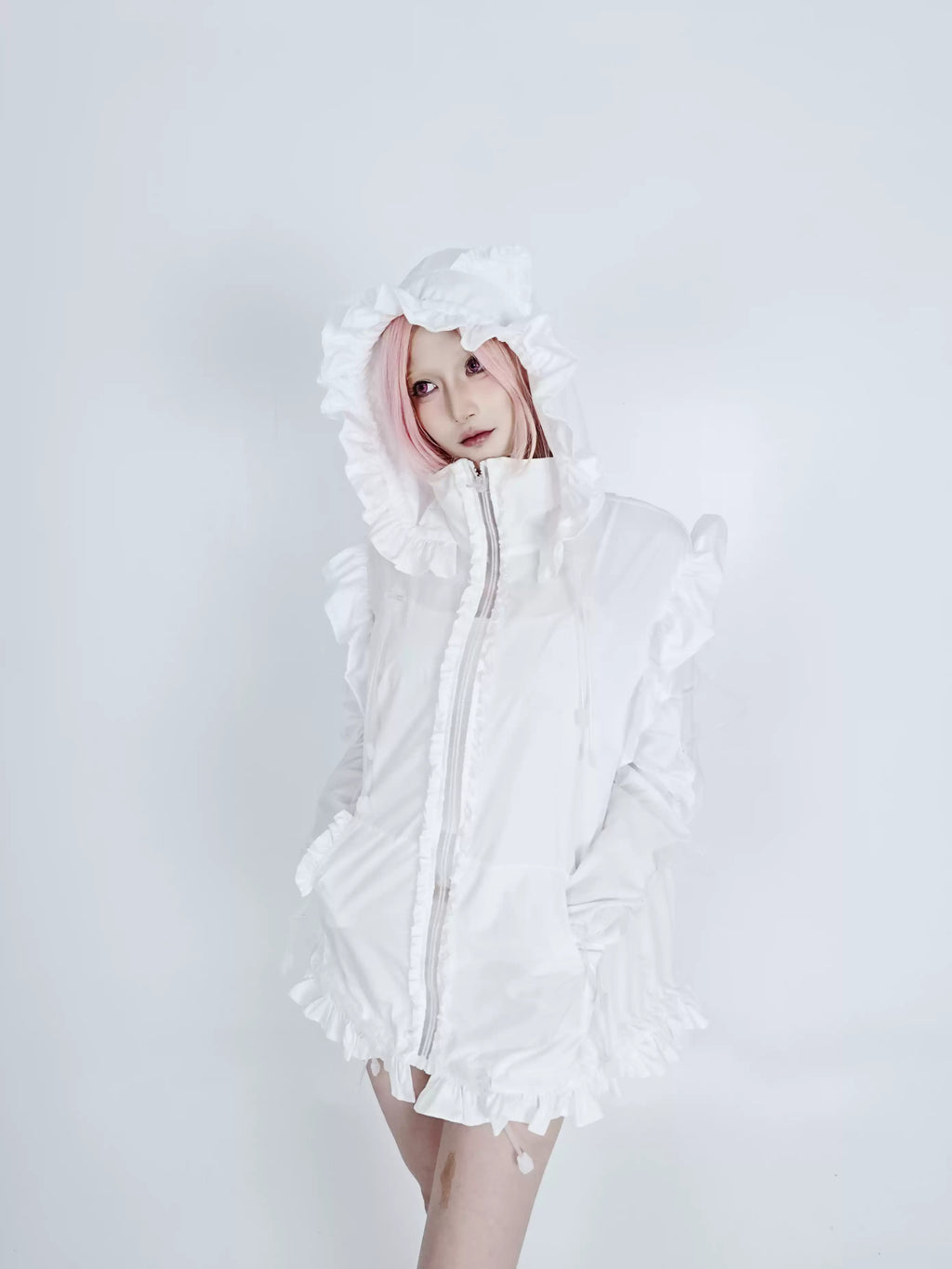 Bubble Cat Oversized Sun Protection Jacket - White