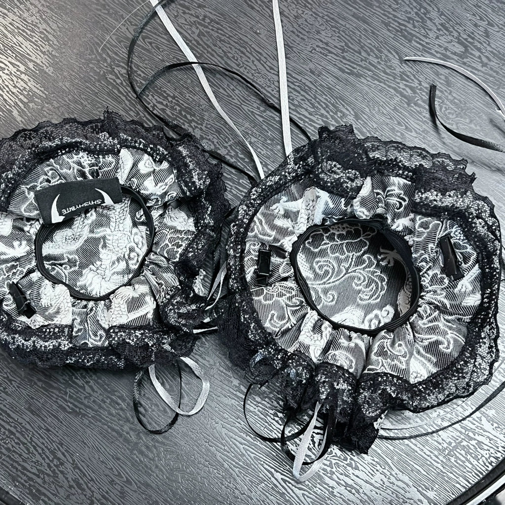 Silver Dragon Patterned Double Bun Hair Covers