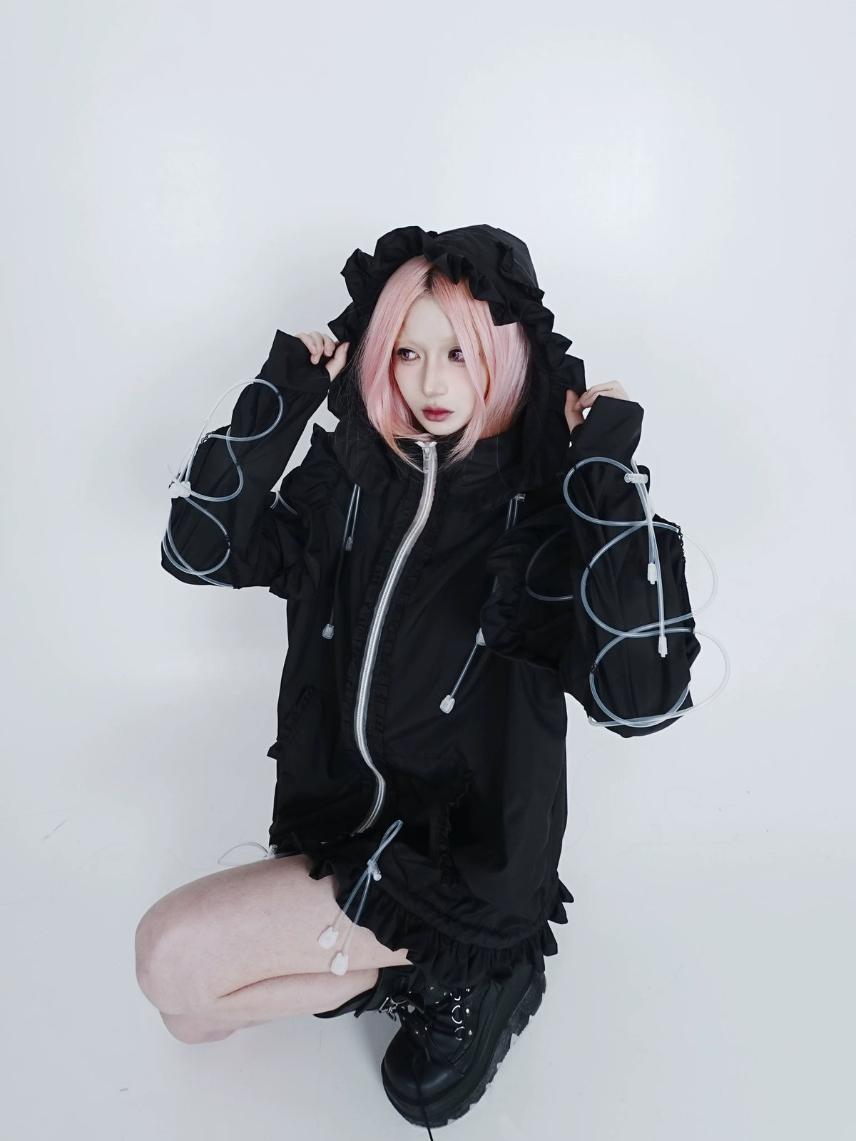 Bubble Cat Oversized Sun Protection Jacket - Black