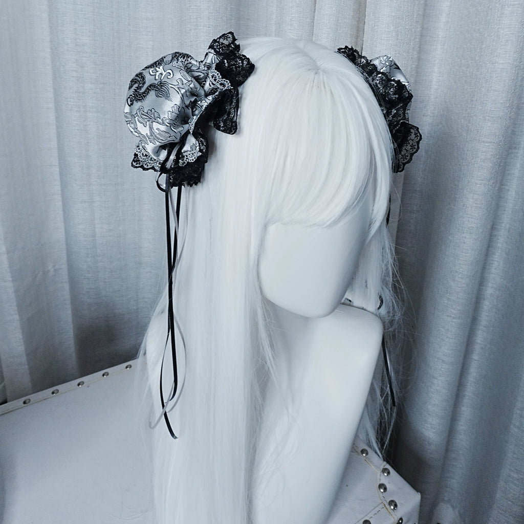 Silver Dragon Patterned Double Bun Hair Covers