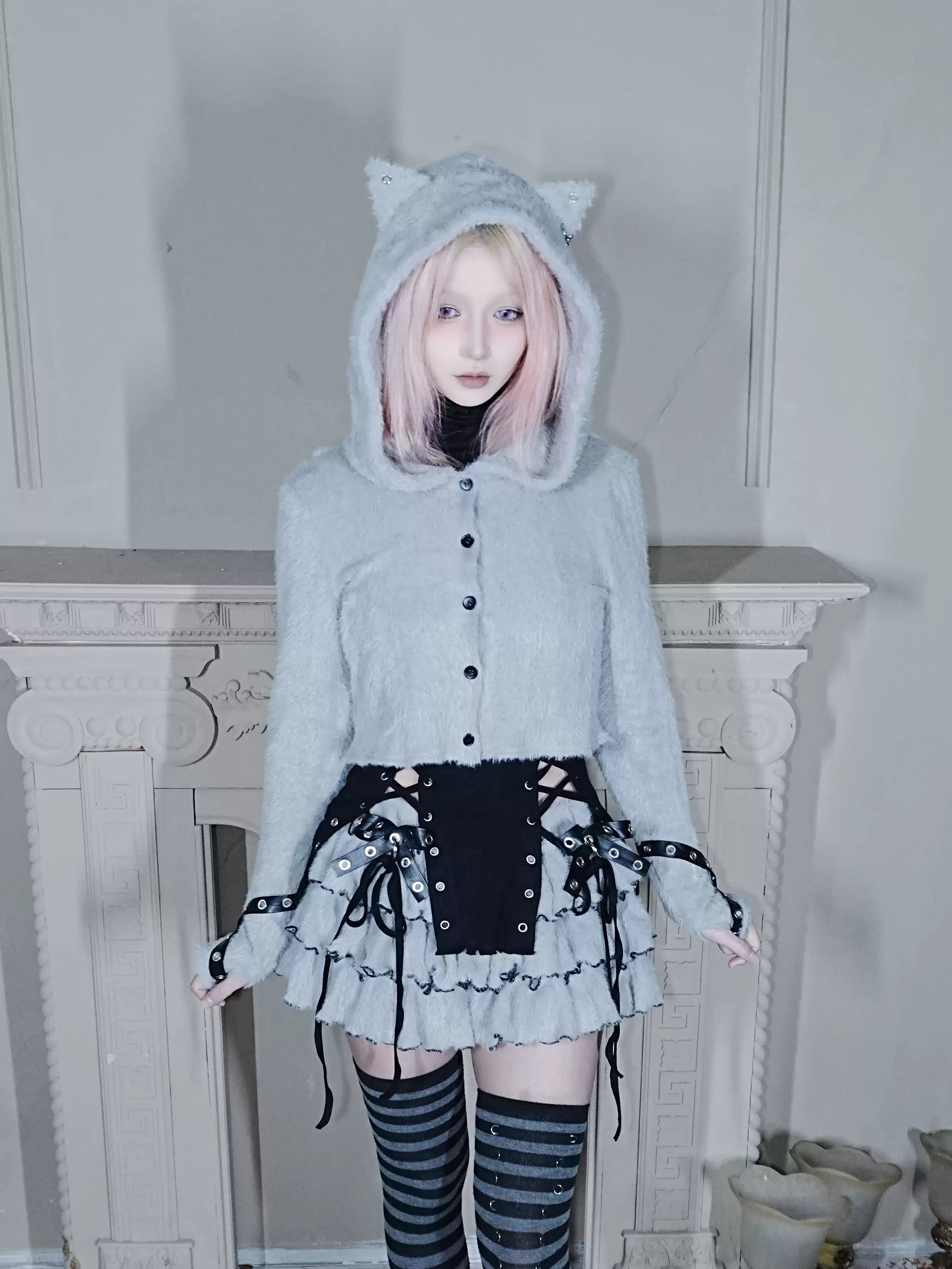 Fluffy Ruffled Pumpkin Pants - Grey