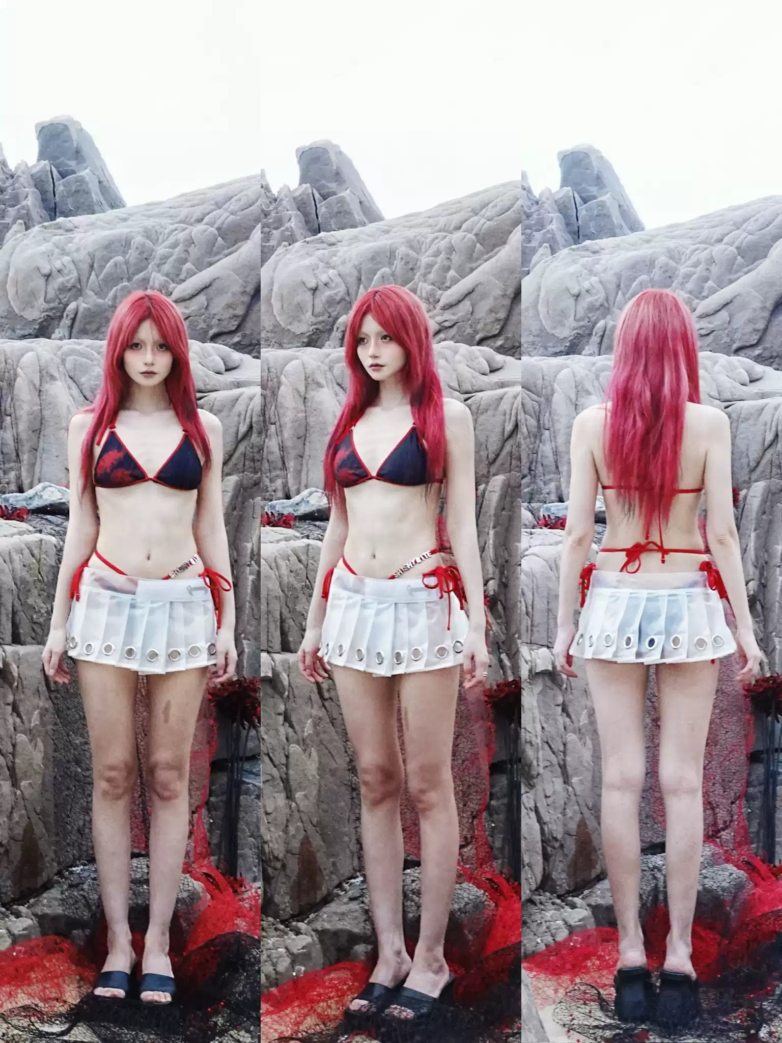 Frosted Translucent Eyelet Pleated TPU Skirt