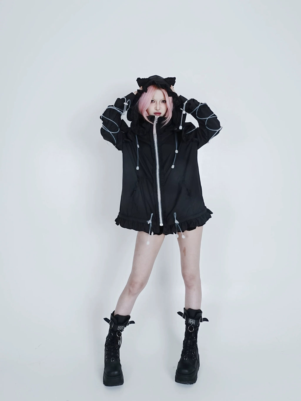 Bubble Cat Oversized Sun Protection Jacket - Black
