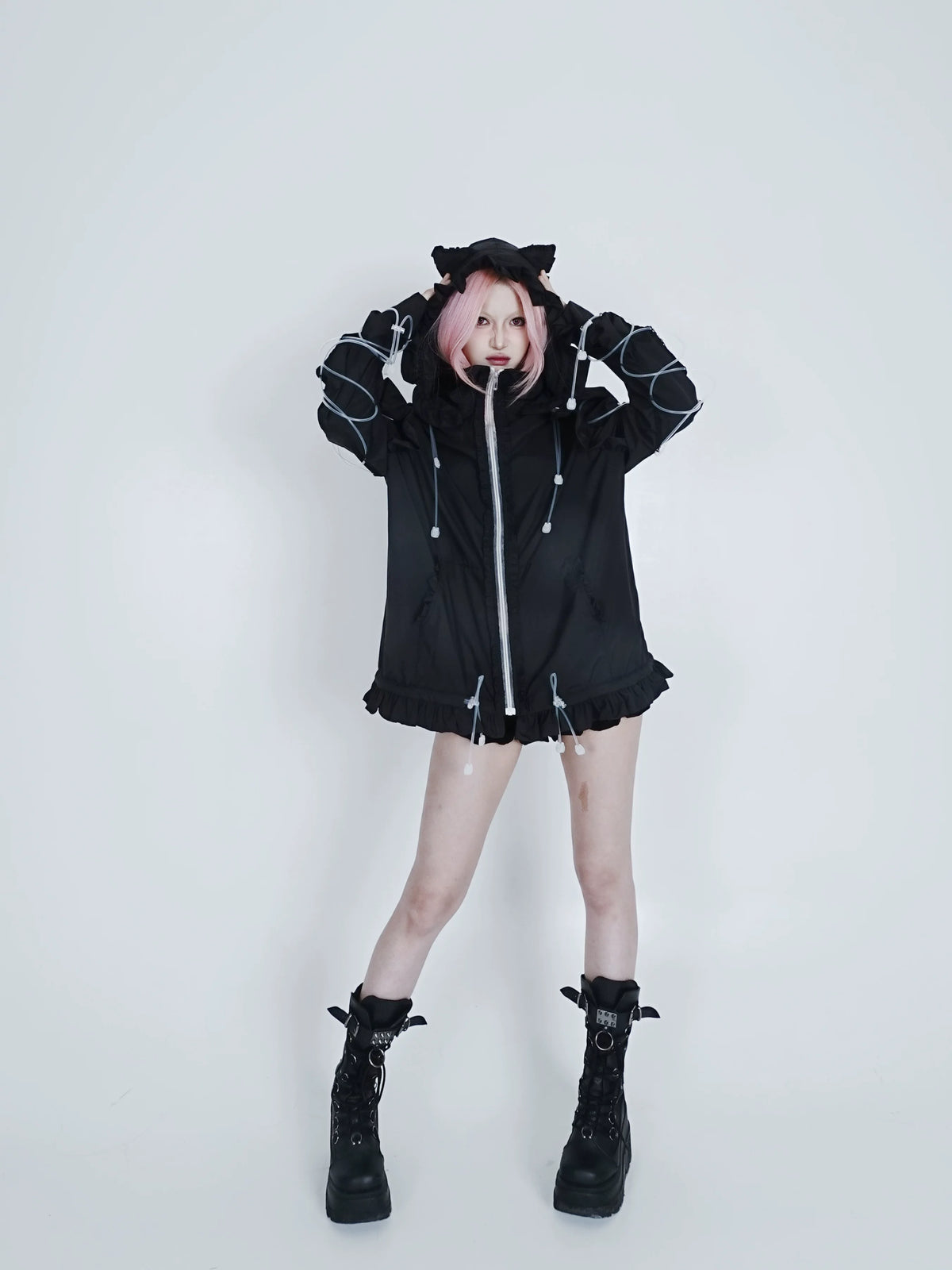 Bubble Cat Oversized Sun Protection Jacket - Black