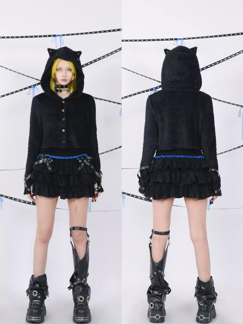 Fluffy Ruffled Pumpkin Pants - Black