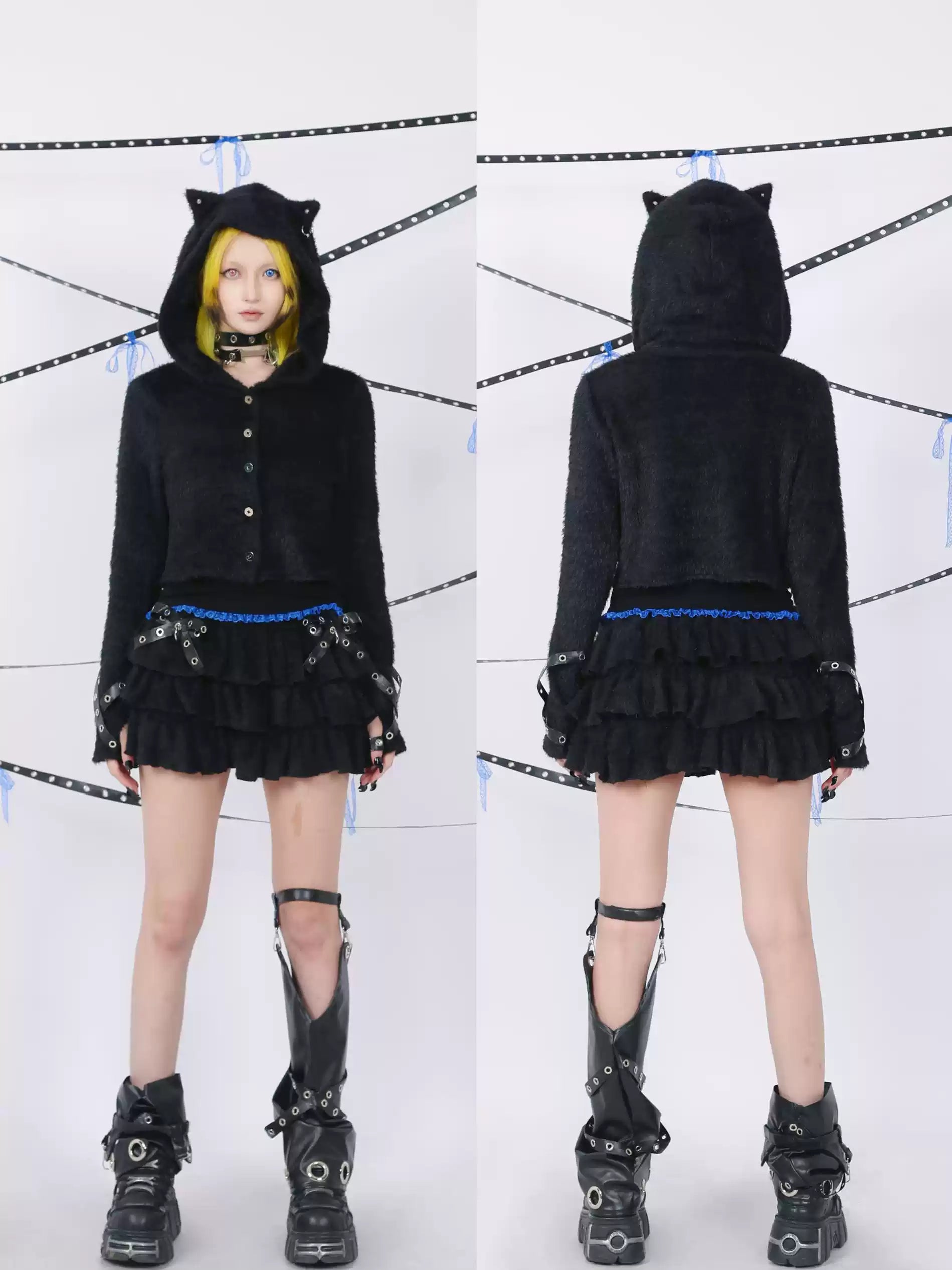 Fluffy Ruffled Pumpkin Pants - Black