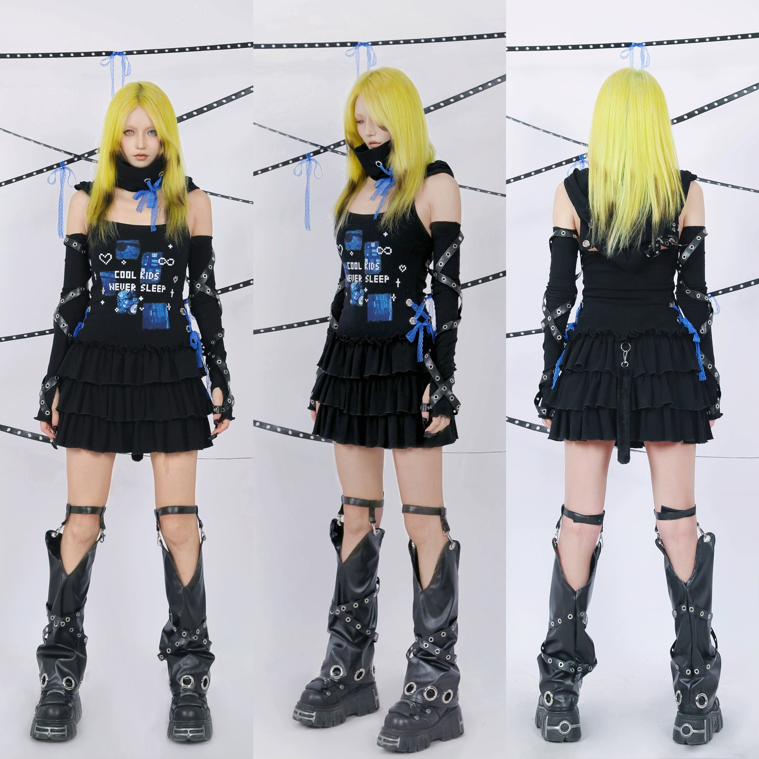 Ninja Cat Hooded Printed Dress