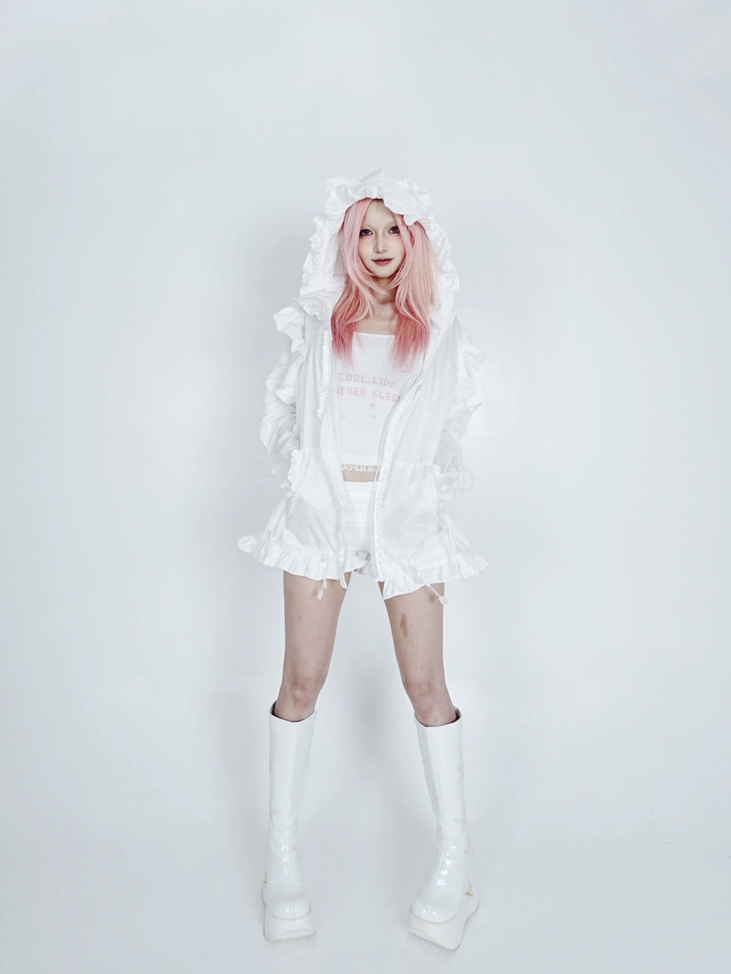 Bubble Cat Oversized Sun Protection Jacket - White