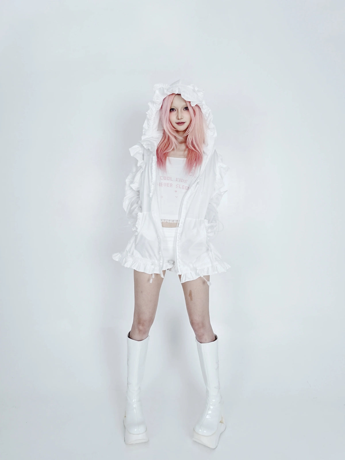 Bubble Cat Oversized Sun Protection Jacket - White