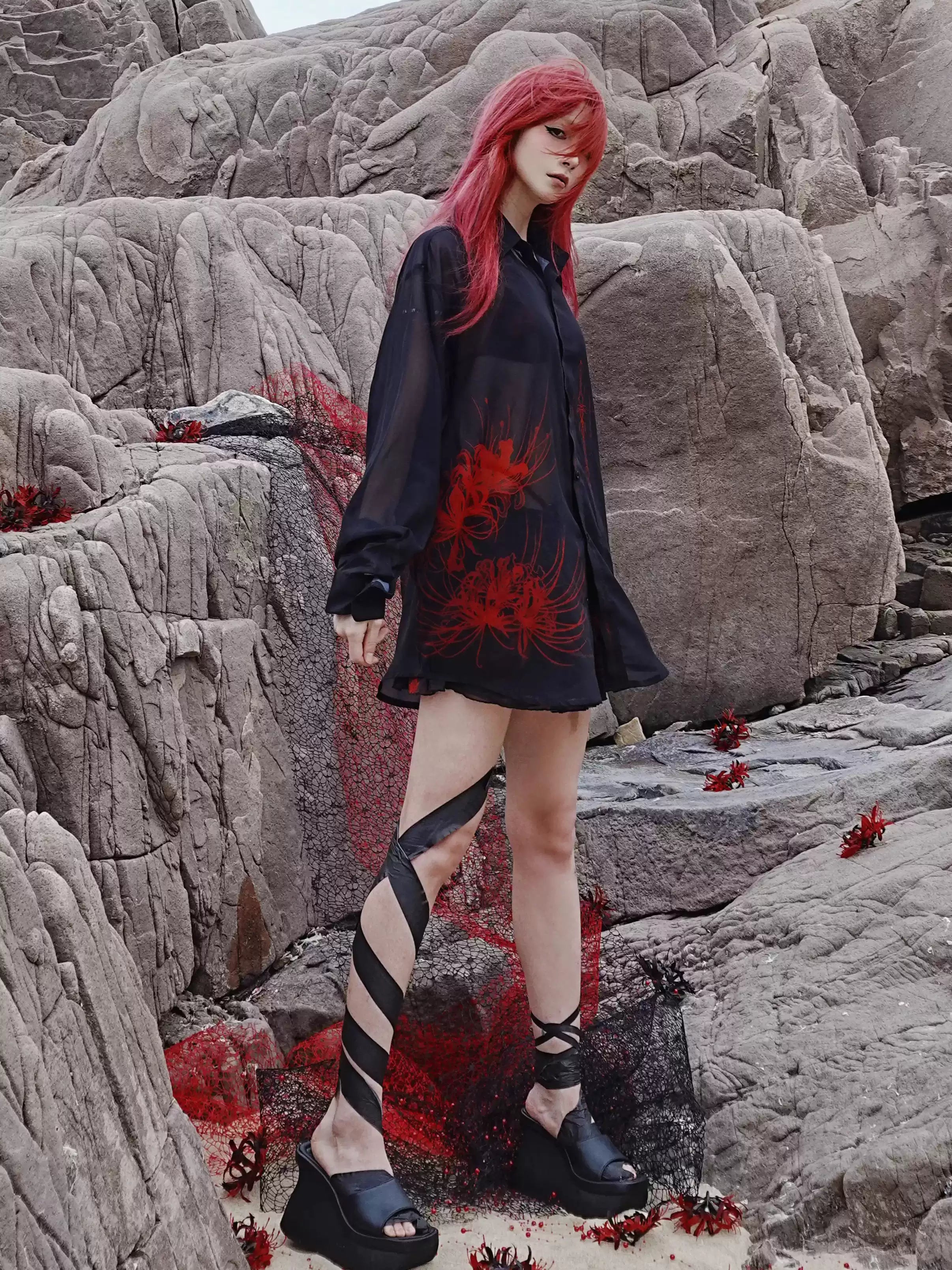 Cross & Spider Lily Oversized Shirt