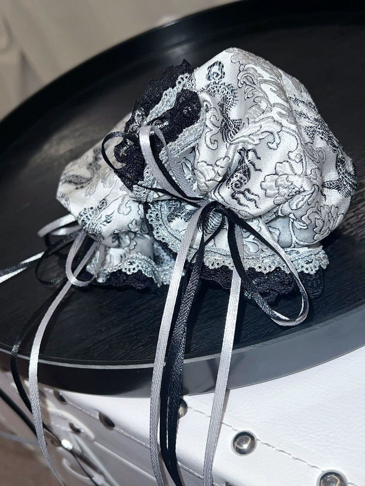 Silver Dragon Patterned Double Bun Hair Covers