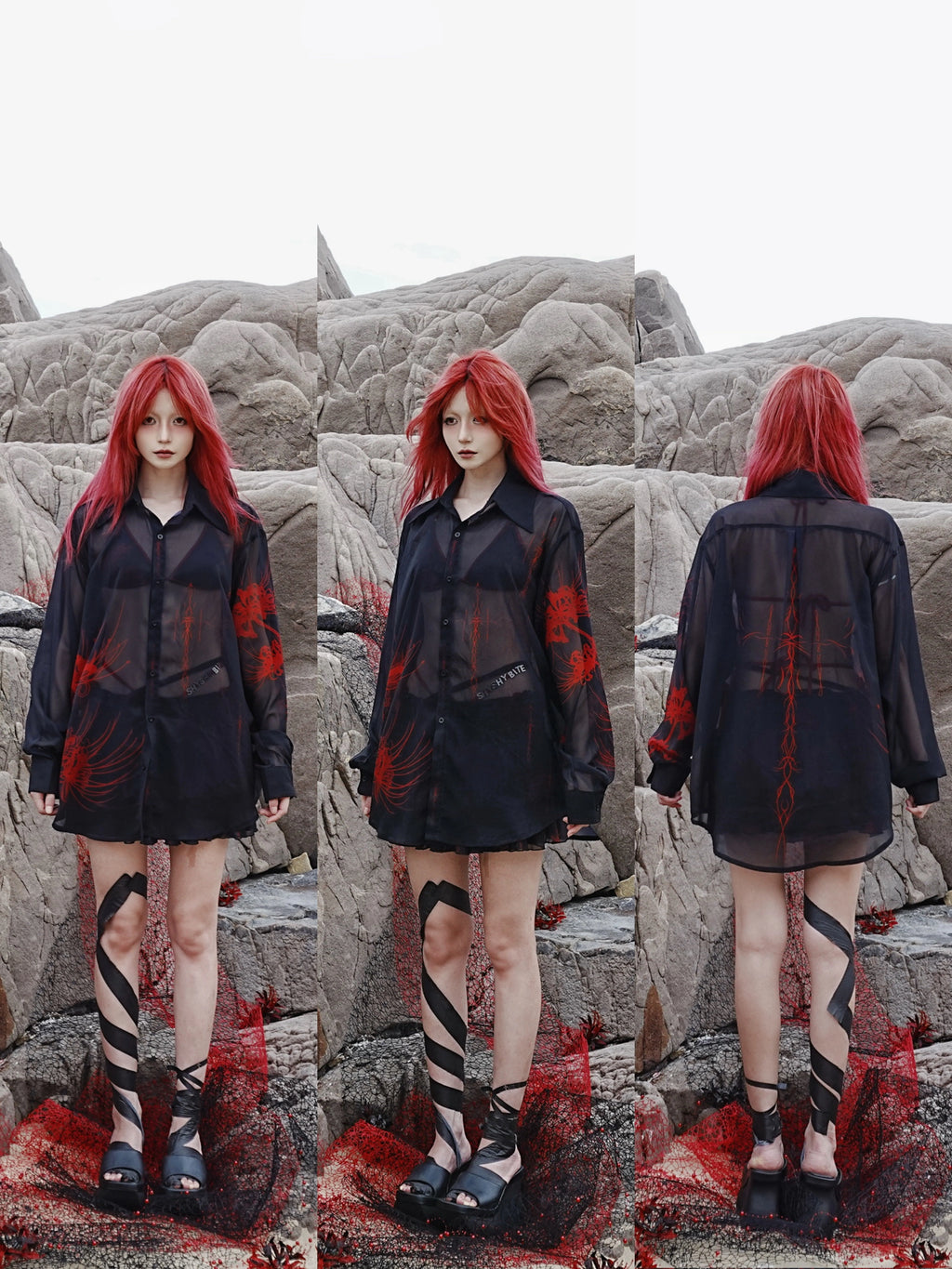 Cross & Spider Lily Oversized Shirt