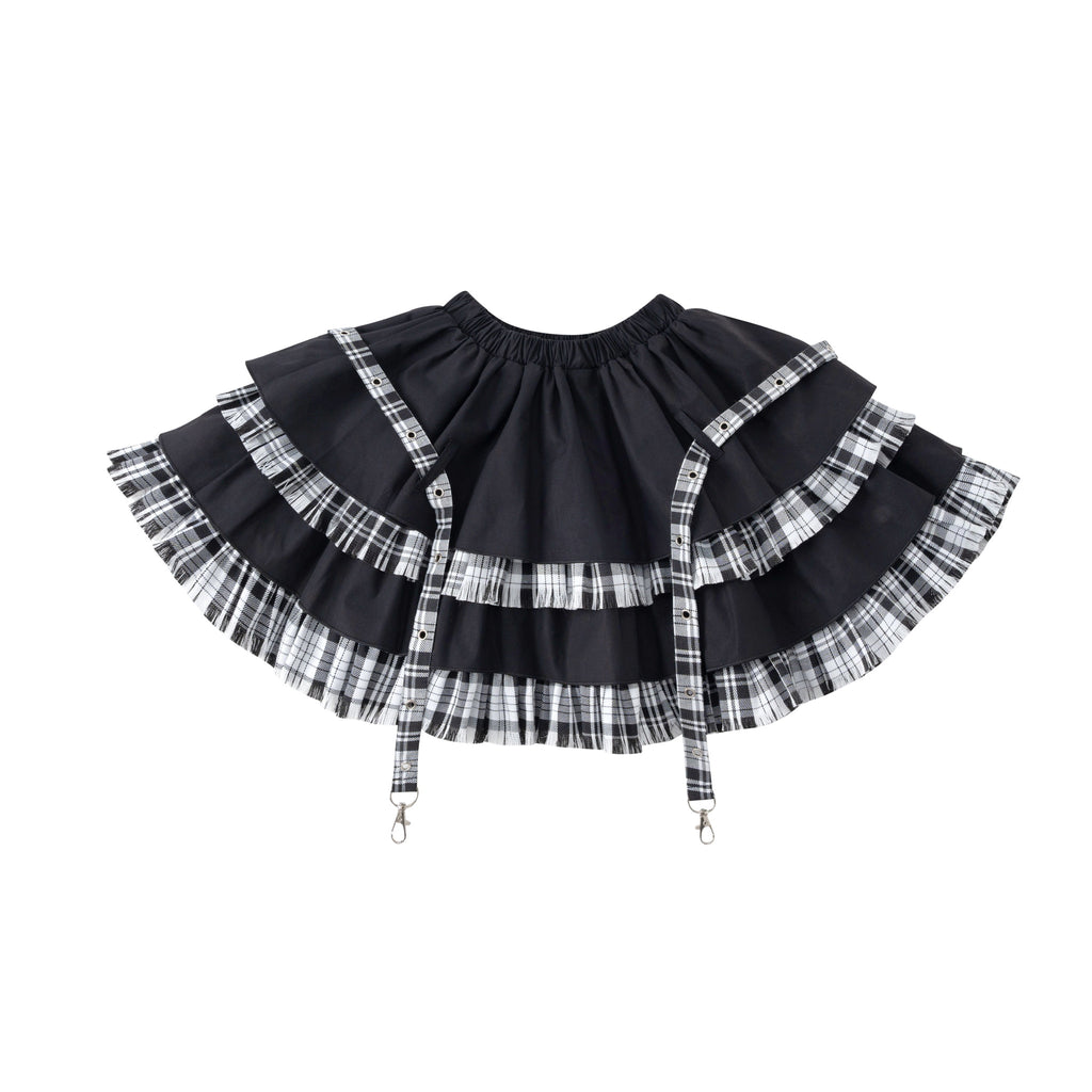 Plaid Paneled Tiered Skirt