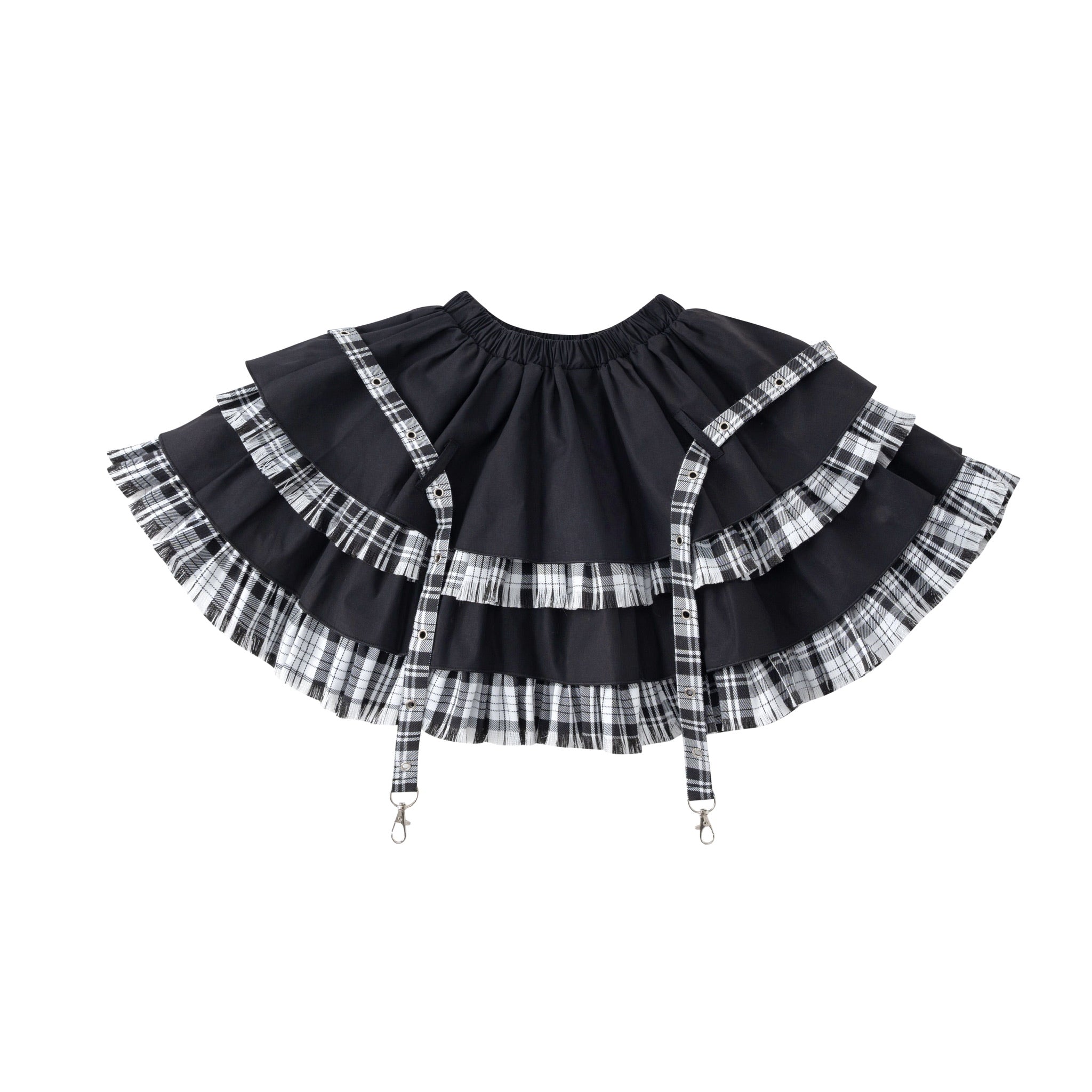 Plaid Paneled Tiered Skirt