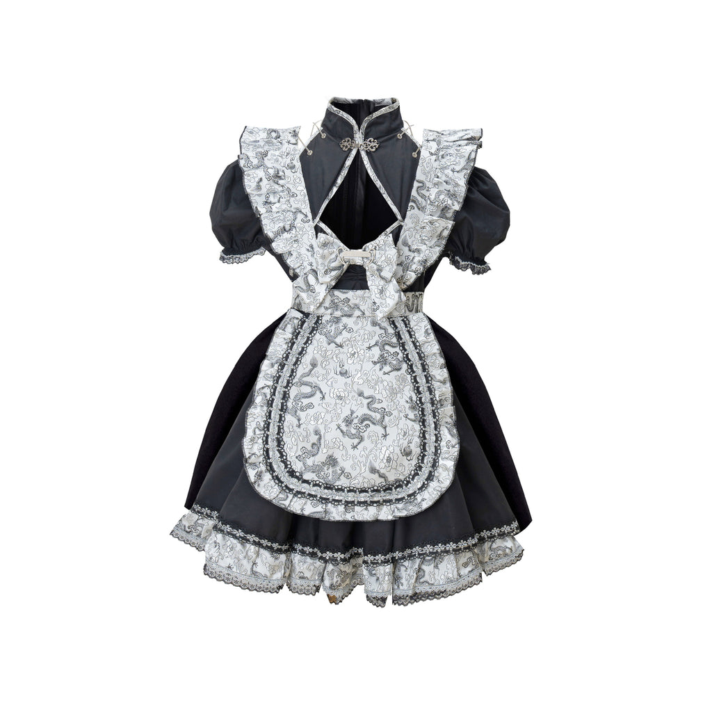 Silver Dragon Patterned Maid Dress Set