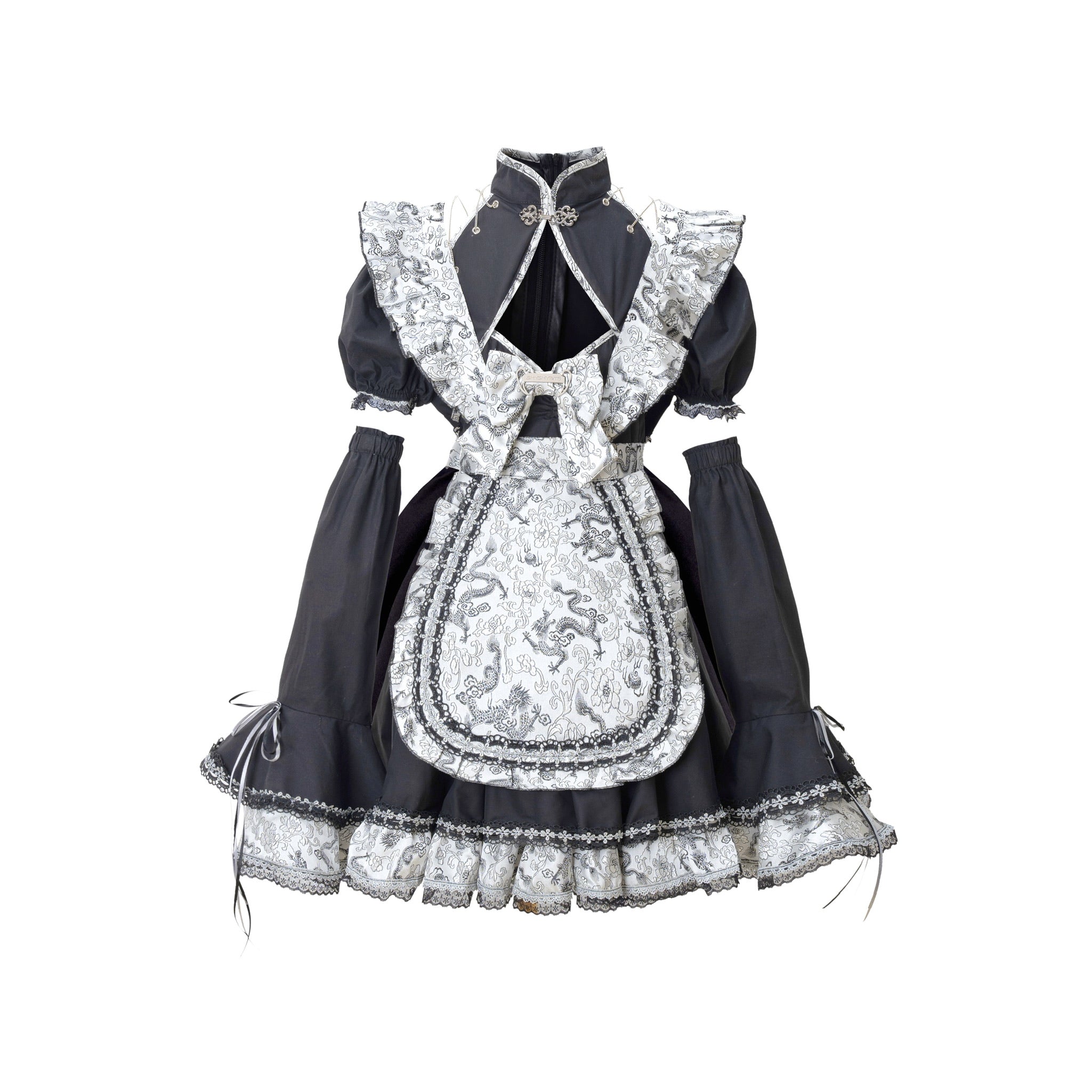 Silver Dragon Patterned Maid Dress Set