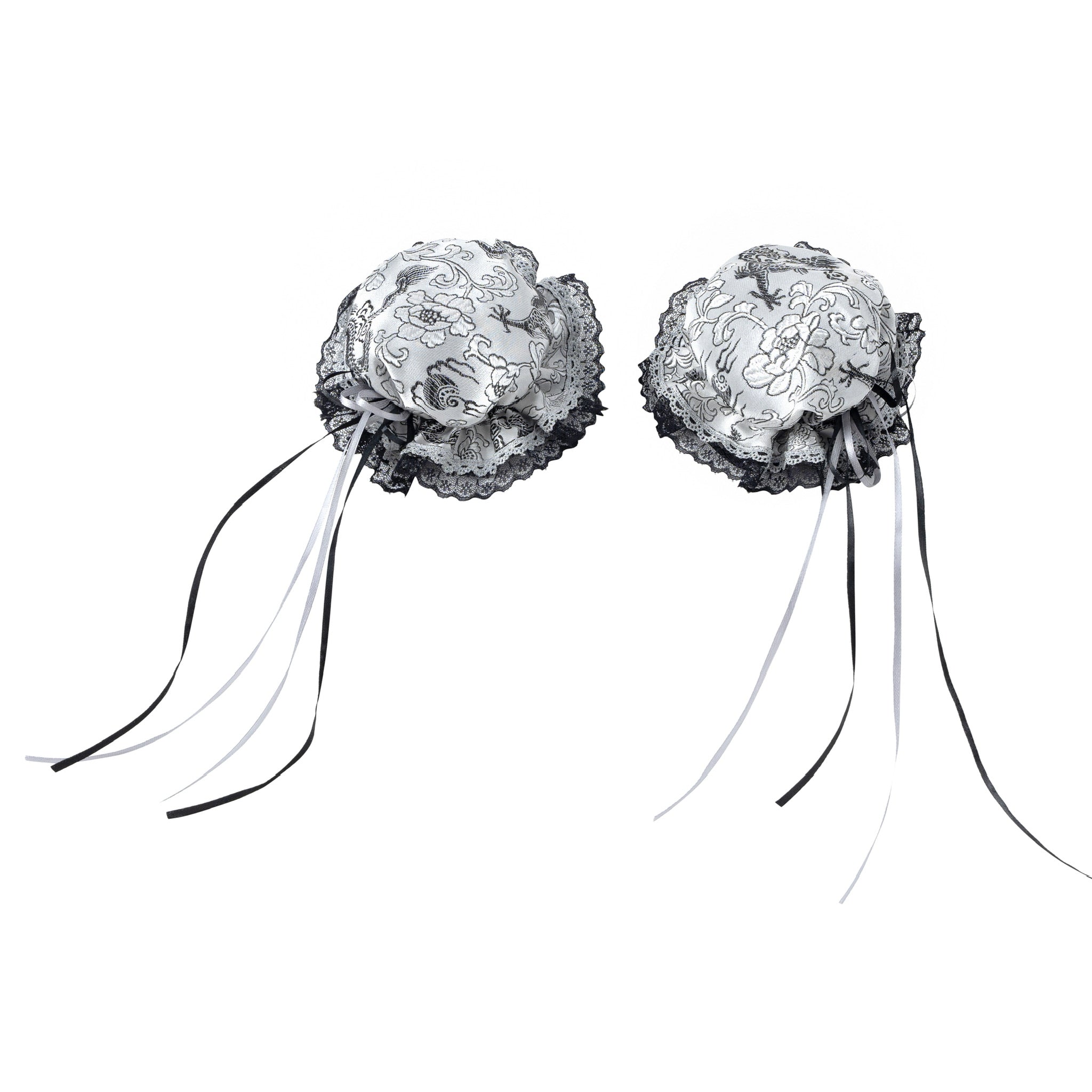 Silver Dragon Patterned Double Bun Hair Covers