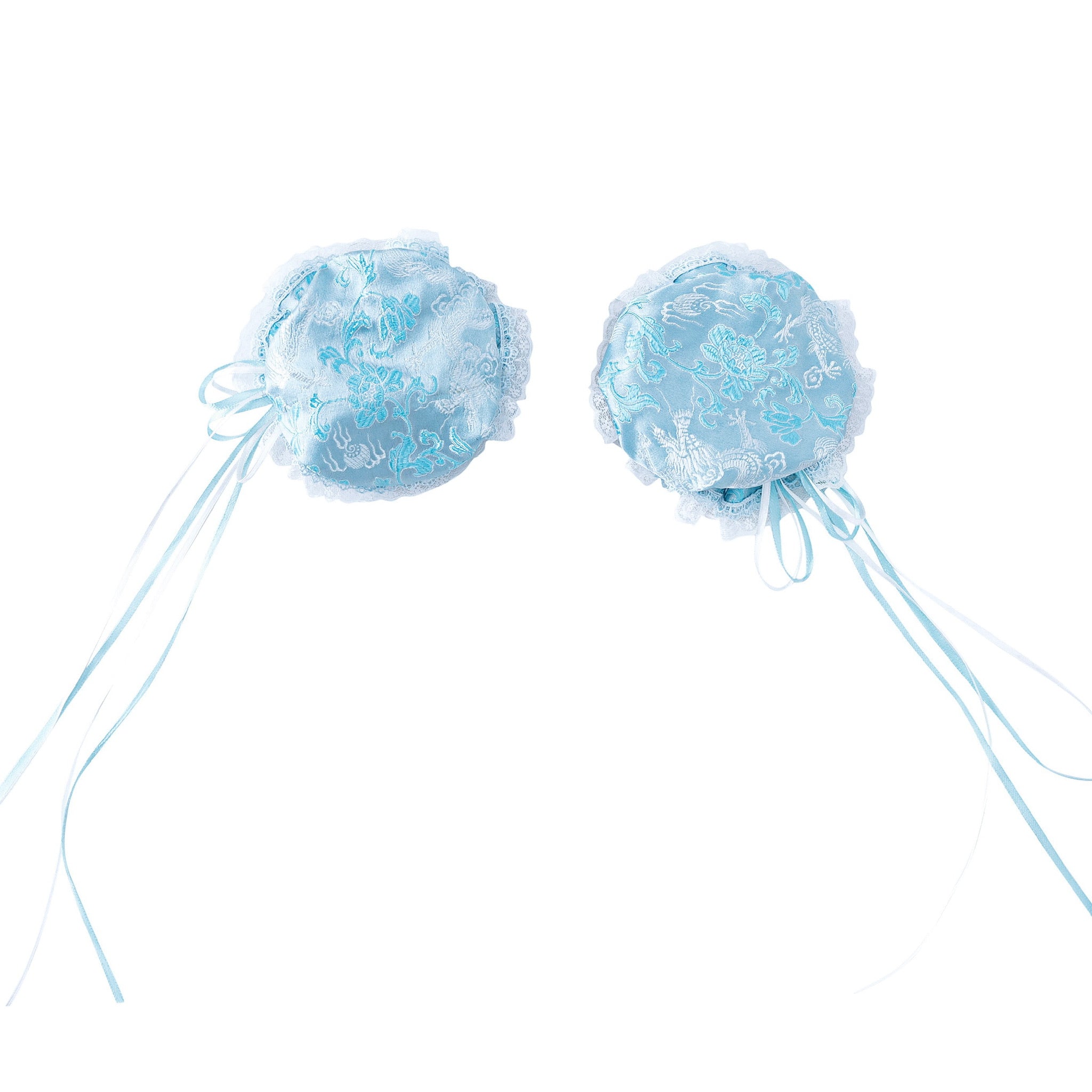 Silver Dragon Patterned Double Bun Hair Covers