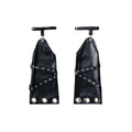 Eyelet Garter Faux Leather Leg Warmers - Black