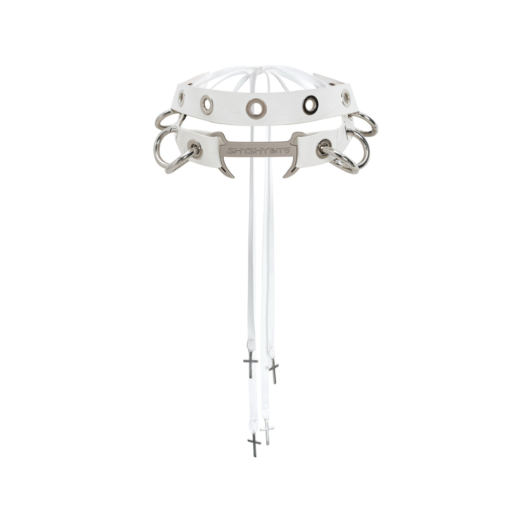 Metal Logo Lace-Up Choker - White