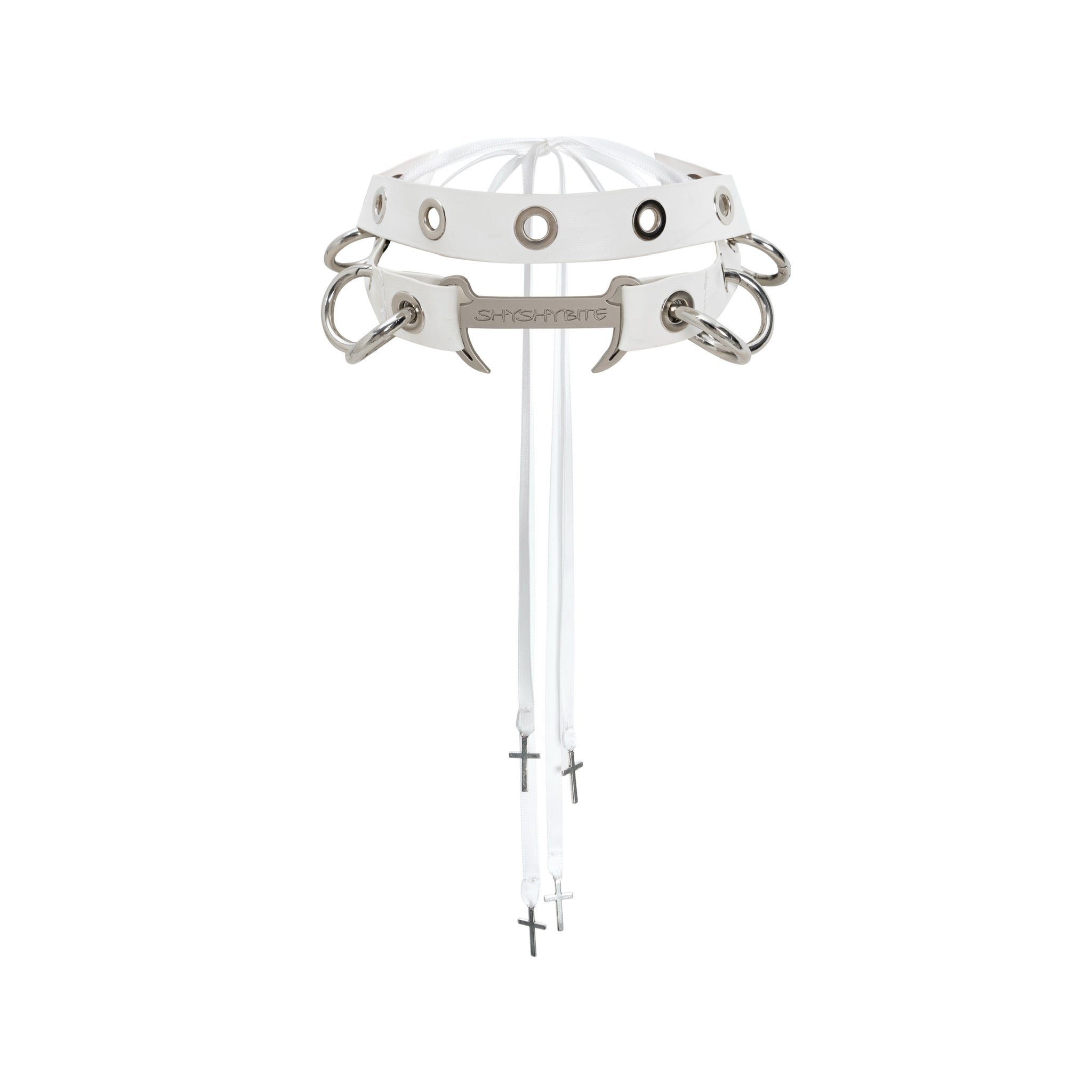 Metal Logo Lace-Up Choker - Black