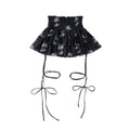 Cross & Spider Lily Full Print Tulle Beach Skirt - Black-Grey