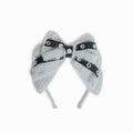 Fluffy Eyelet Big Bowknot Headband - Grey