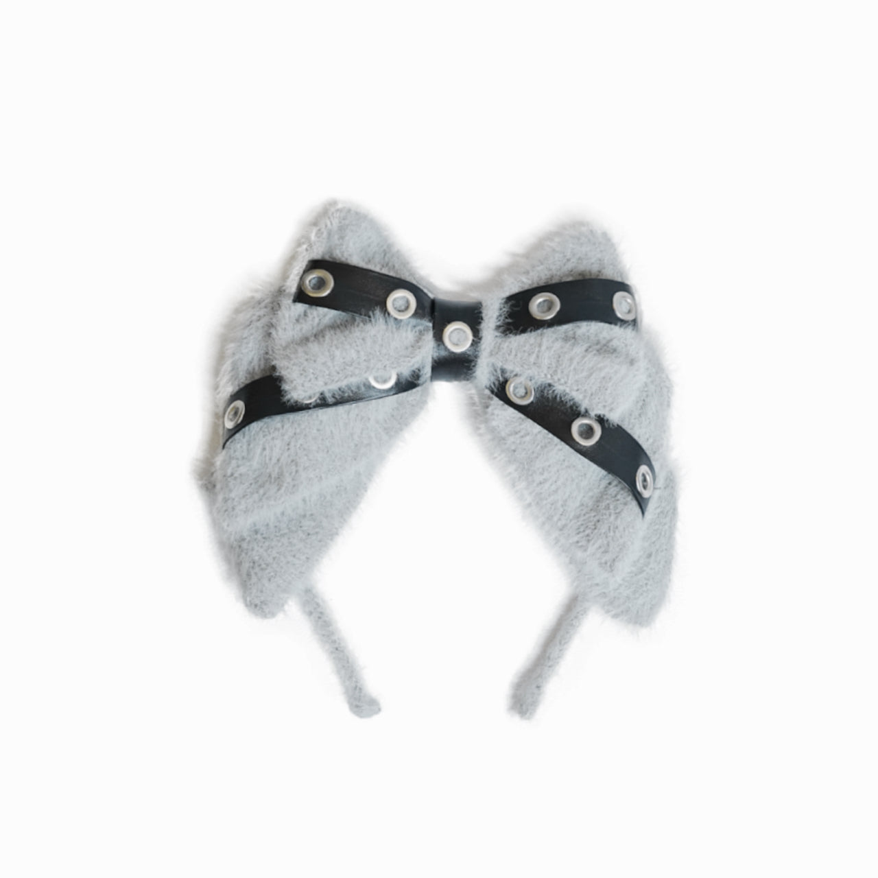 Fluffy Eyelet Big Bowknot Headband - Black